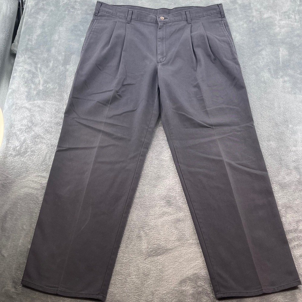 Duxbak Mens Pleated Chino Pants 40x32 Charcoal Gray Cotton Twill Made in USA